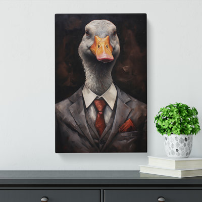 Goose in a Suit Painting - Wrapped Canvas