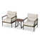 Berklee 3-Piece Aluminum Wicker Patio Conversation Set With Side Table And Light Grey Cushions