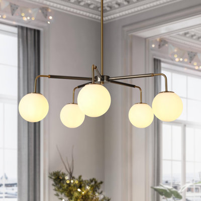 Breeana 5-Light Brown and Gold Finish Dimmable Sputnik Chandelier for Dining Room, Bedroom, Living Room, Kitchen Island 