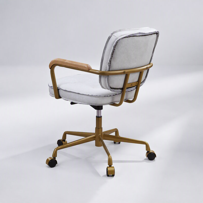 Fauteuil de bureau Siecross Vintage en cuir pleine fleur blanc avec massage par vibrations et chauffage lombaire pour un confort optimal