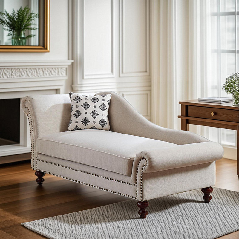 Fauteuil de princesse en velours de bois massif beige de style américain 67,72 po