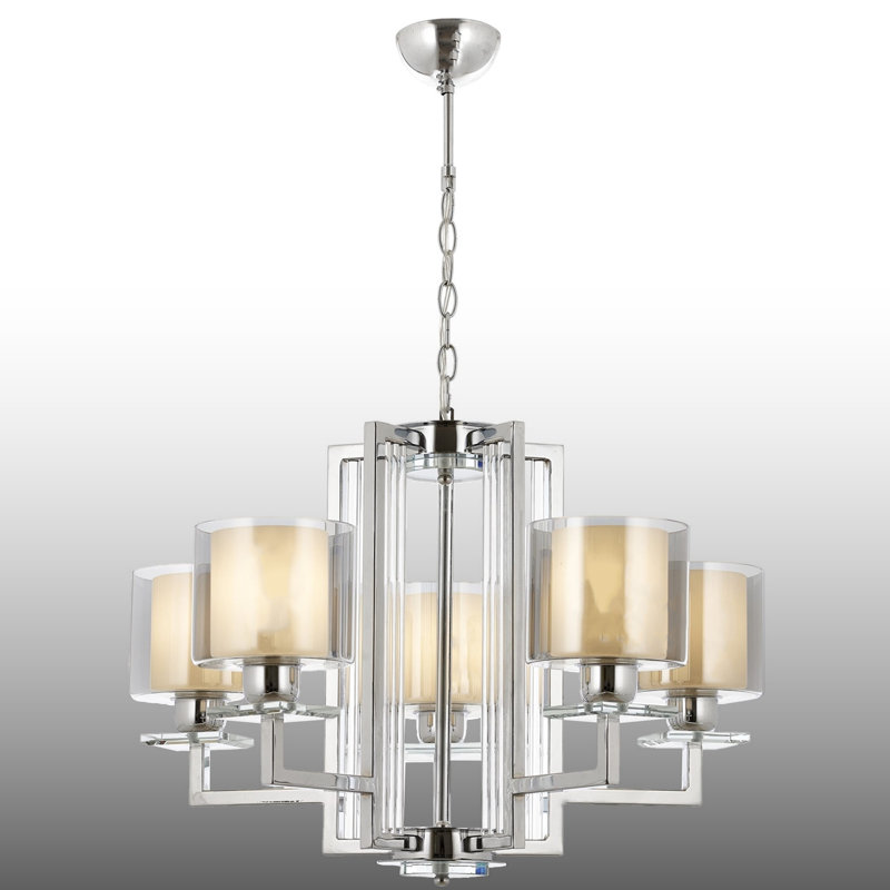 Lustre en métal, 5 lumières, Chrome chrome