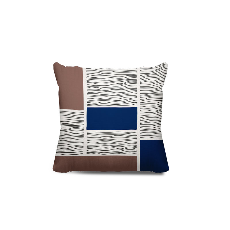 Coussin intérieur / extérieur Rapu, L 19 po x H 19 po, Nu / beige / bleu marine