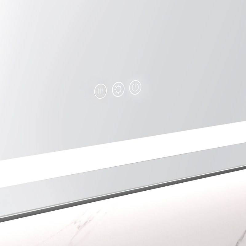 Miroir de salle de bain moderne à DEL 36 x 24 pouces avec façade et rétroéclairage, H 24 po x l 36 po