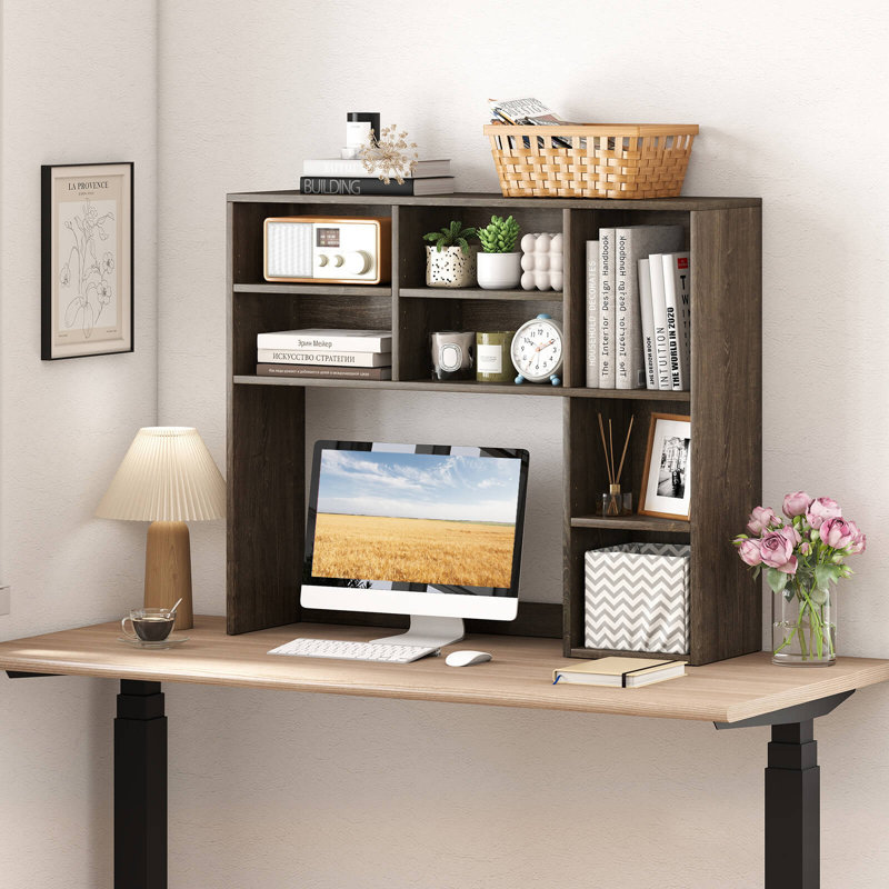 Bibliothèque de bureau avec 7 casiers ouverts et 3 tablettes réglables pour bureau à domicile, Grey