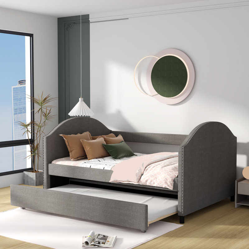 Reesor Upholstered Linen Blend Standard Bed, Gray