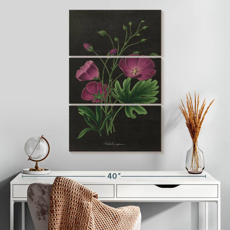 Harnek botanique sur carte noire II, H 32 po x l 20 po