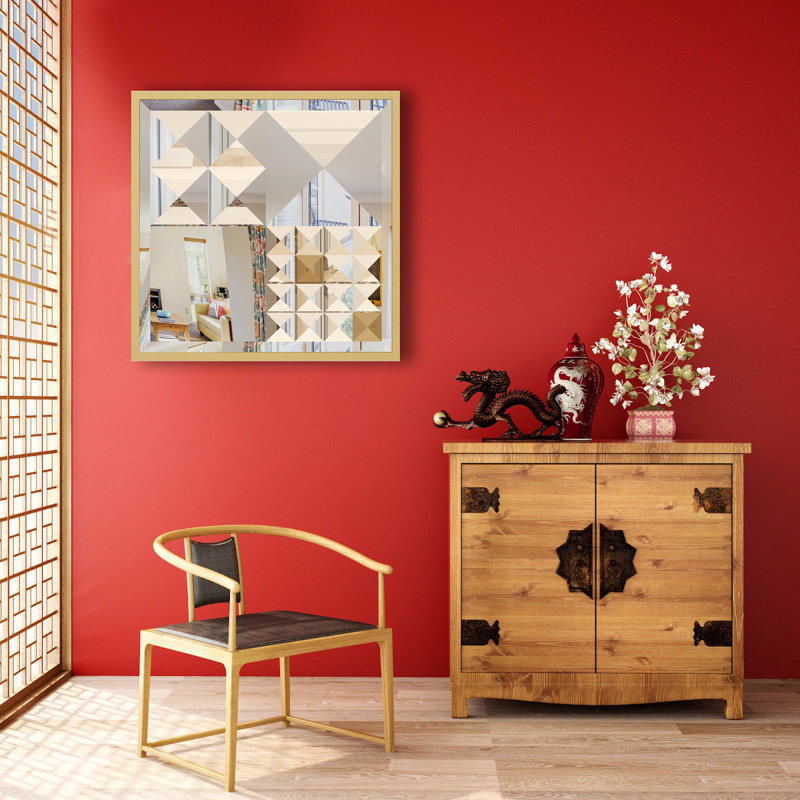 Engineered Wood Flat Wall Mirror, Gold