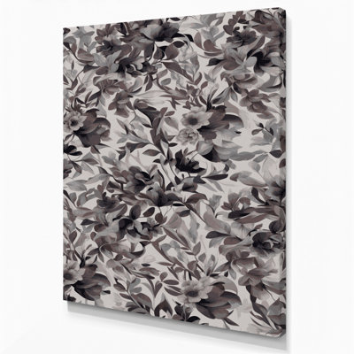 Abstract Florals 7 Grey Canvas Wall Art