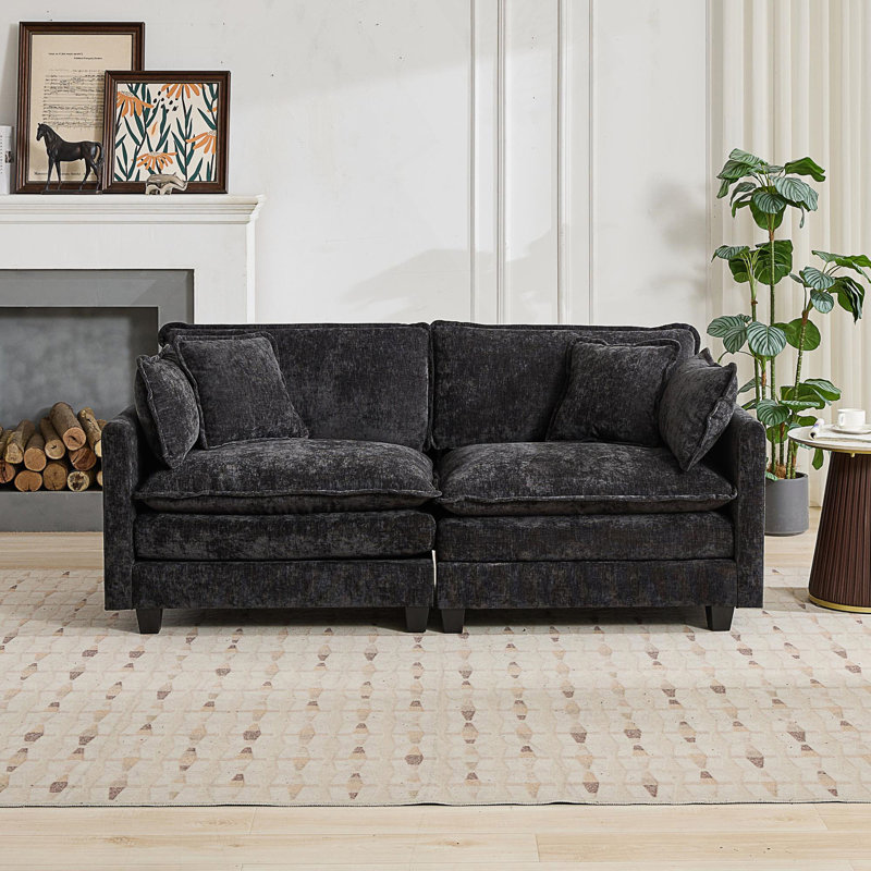 Canapé Modern Cloud LoveSeat, Noir, 2, 33.1" H x 78" W x 35" D