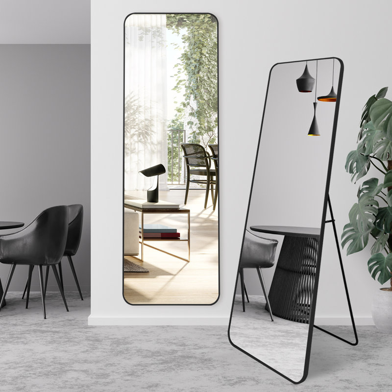 Thurl Aluminium Rectangle Mirror, Black, 64" x 21"