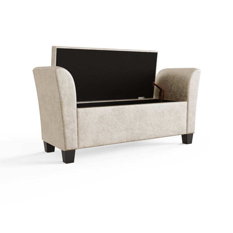 Kristian Velvet Upholstered Storage Bench, Oyster Crushed Velvet