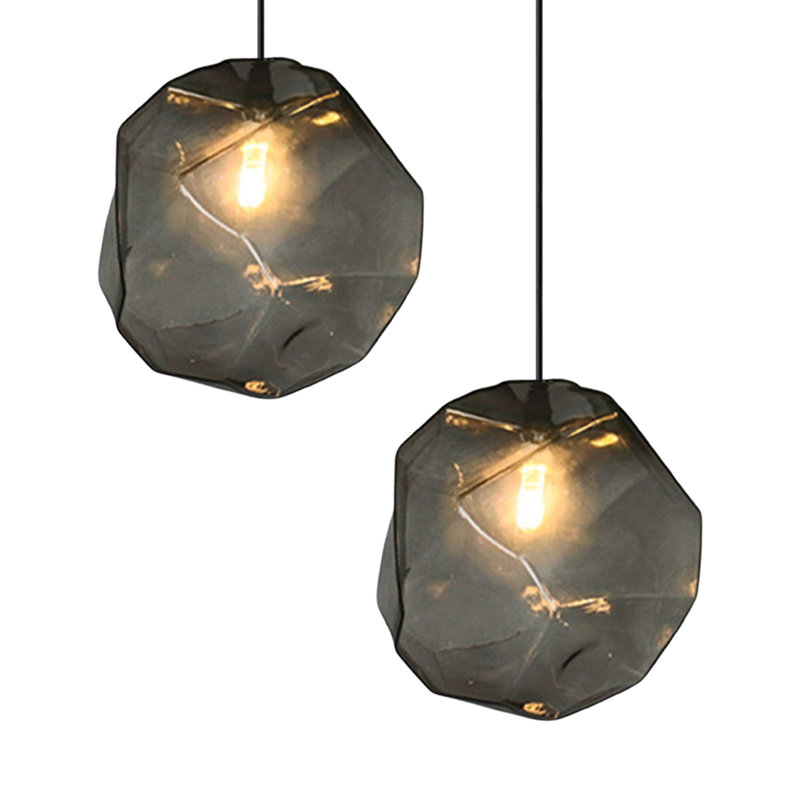 Darah - Light Matte Black Geometric Pendant, Grey