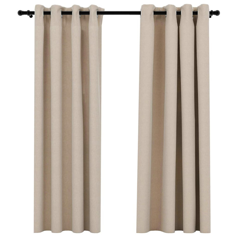 Chaarvi Blackout Curtain Pair, Beige, 140cm Width x 175cm Drop
