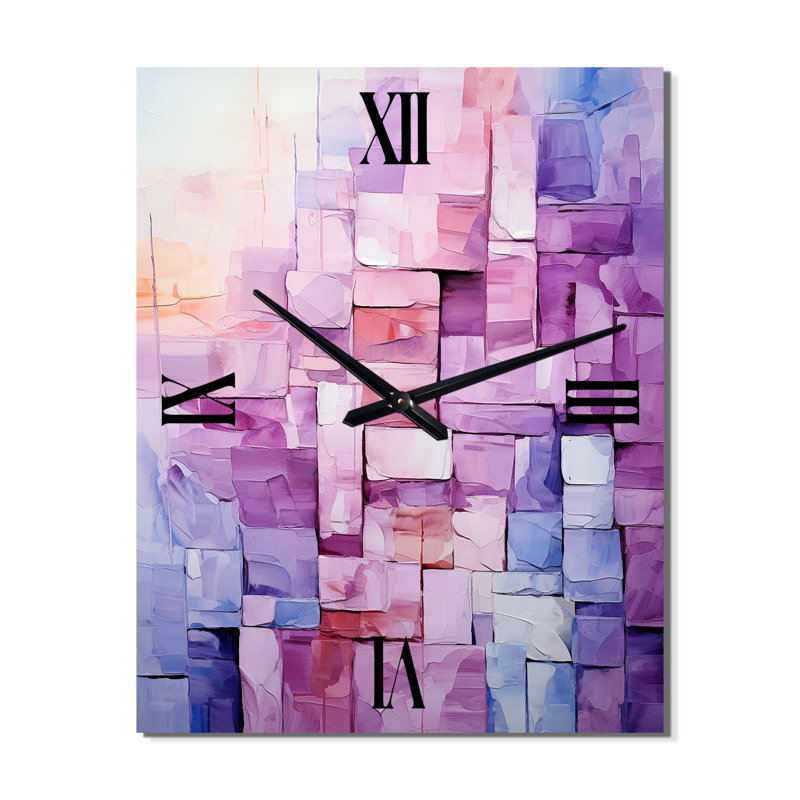 Lilas treillis formes abstraites I - Horloge murale formes abstraites surdimensionnée, Petit