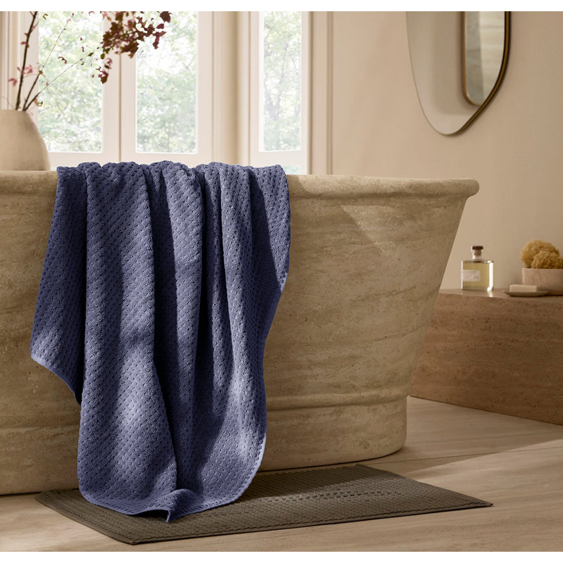 Turkish Waffle Bath Sheet Set, Coastal Navy, 6 Pieces: 2 Bath Sheet, 2 Washcloth, 2 Hand Towel