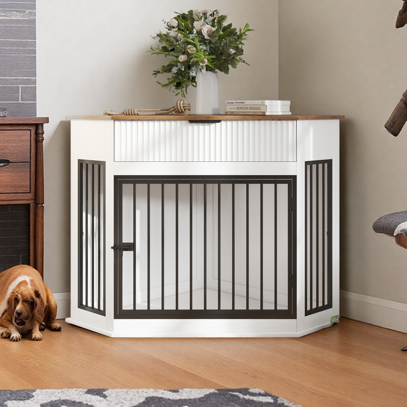 Caisse pour chien en MDF de 44,6 po, White