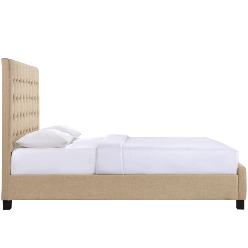 Modway Upholstered Platform Bed, Queen, Ivory