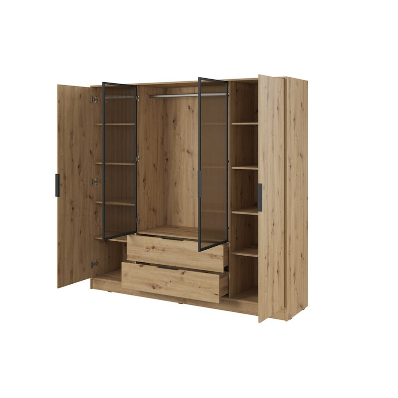 Cayslee 2 Door Manufactured Wood Wardrobe, Oak