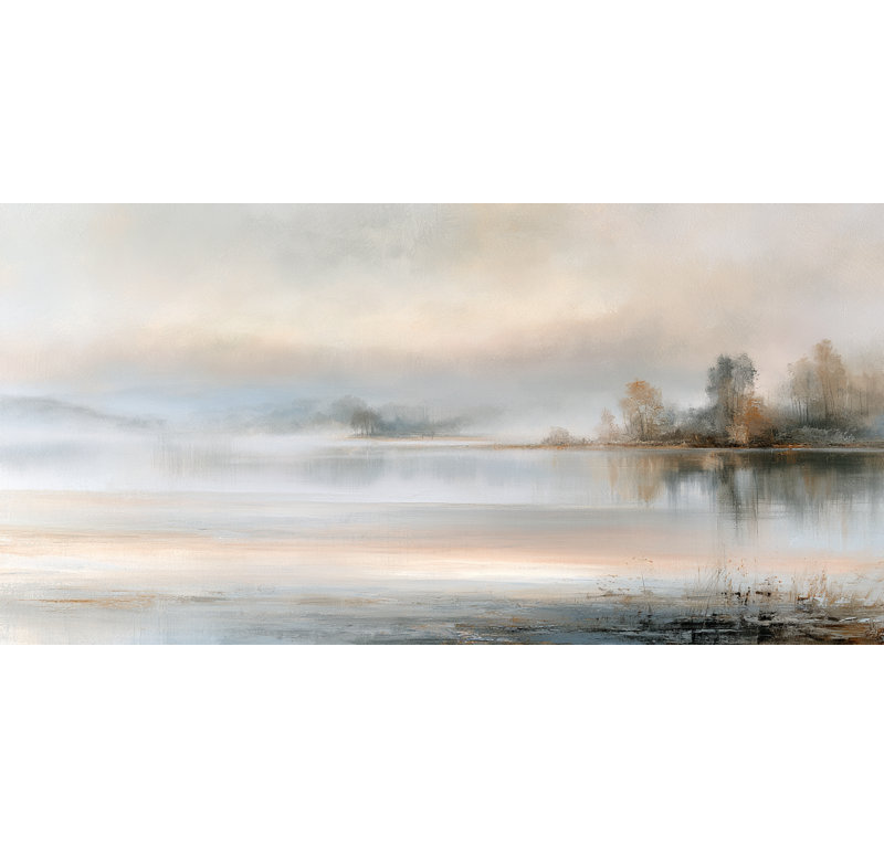 Bleu Beige Misty Island Lake Wrapped Ingwer, L 40 po x H 20 po x P 1,5 po
