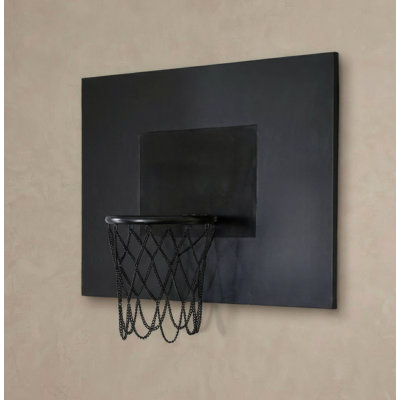 Panier de basketball en cuir noir: décor de sport mural