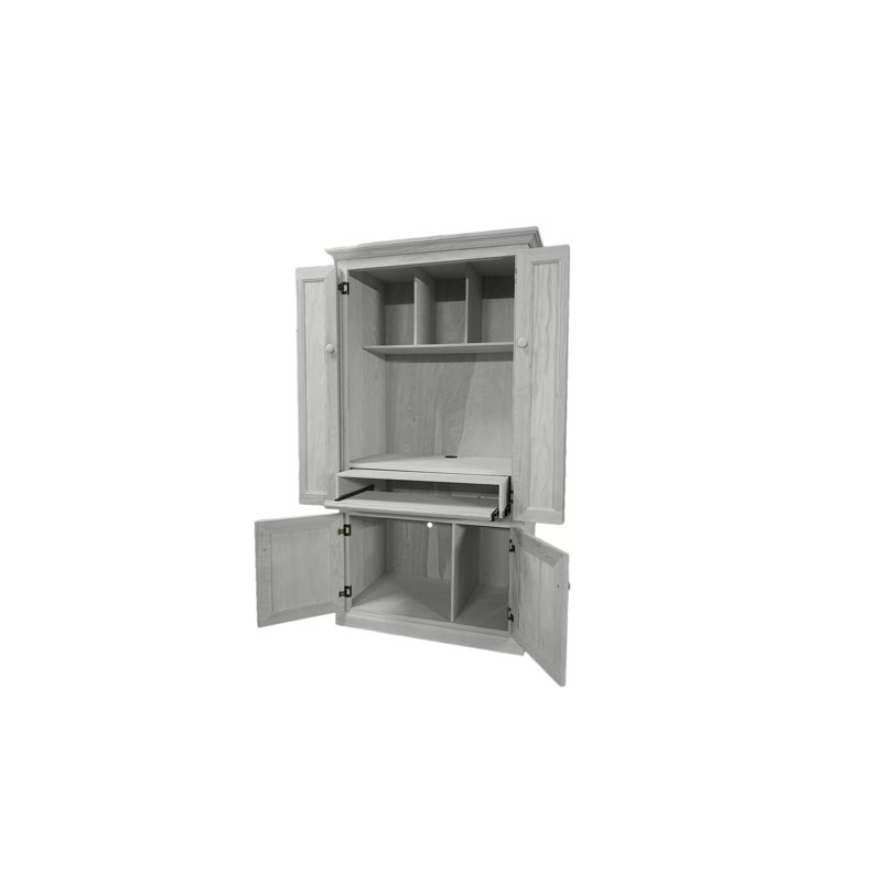 Armoire et bureau rectangulaire Jazayah, Blanc brillant