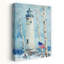 Hiver, phare de bouleau abstrait, art mural paysage côtier-2018707090