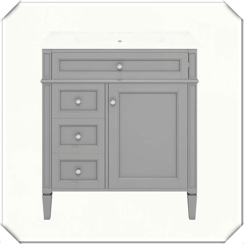 Meuble-lavabo moderne simple avec tiroirs supérieurs, Gris