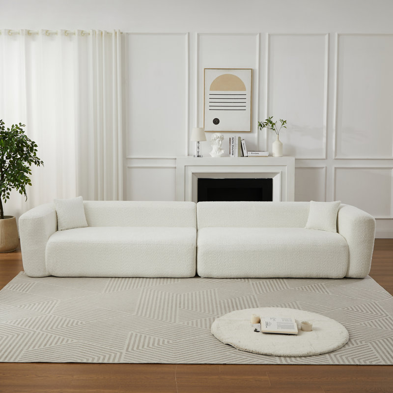 Canapé d'angle moderne à compression, 278 cm (109,4 pouces), motif nuage en chenille beige, Beige