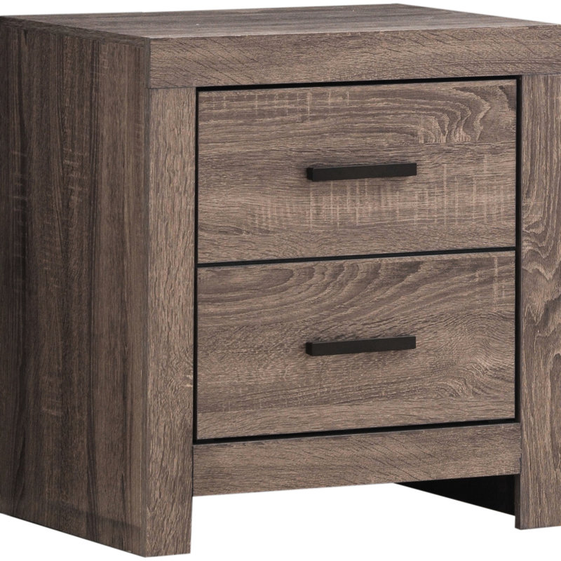 Table de chevet 2 tiroirs Oak, 32,36 lb, poignées bronze foncé mat, table de chevet moderne en chêne, profondeur de 16,63 po, pour utilisation