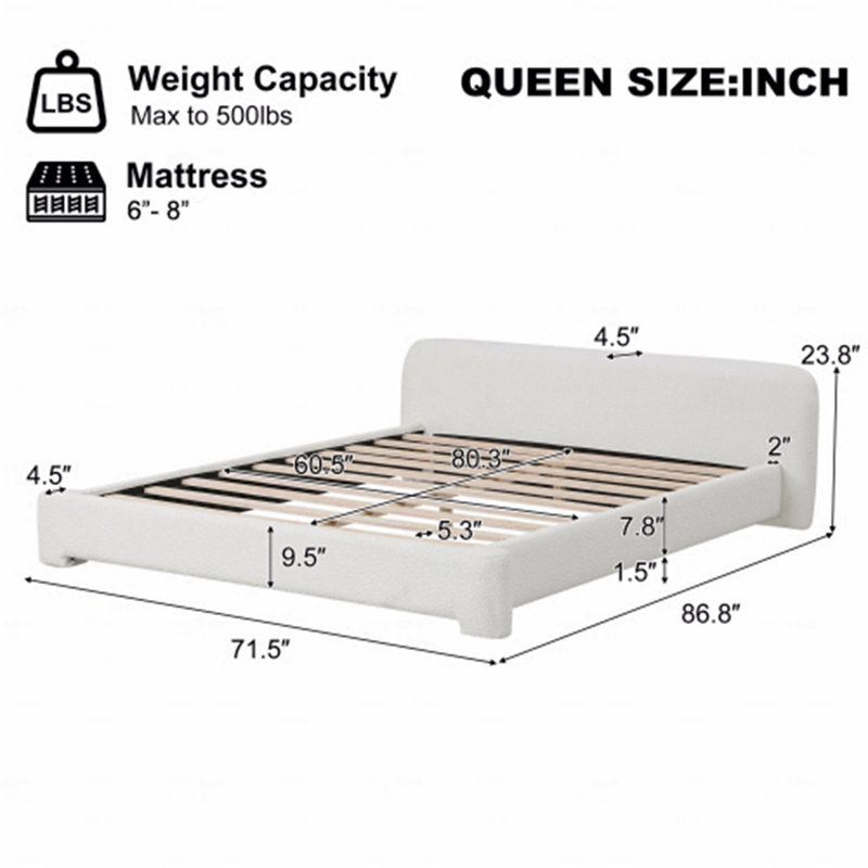 Bounce Upholstered Bed, Queen