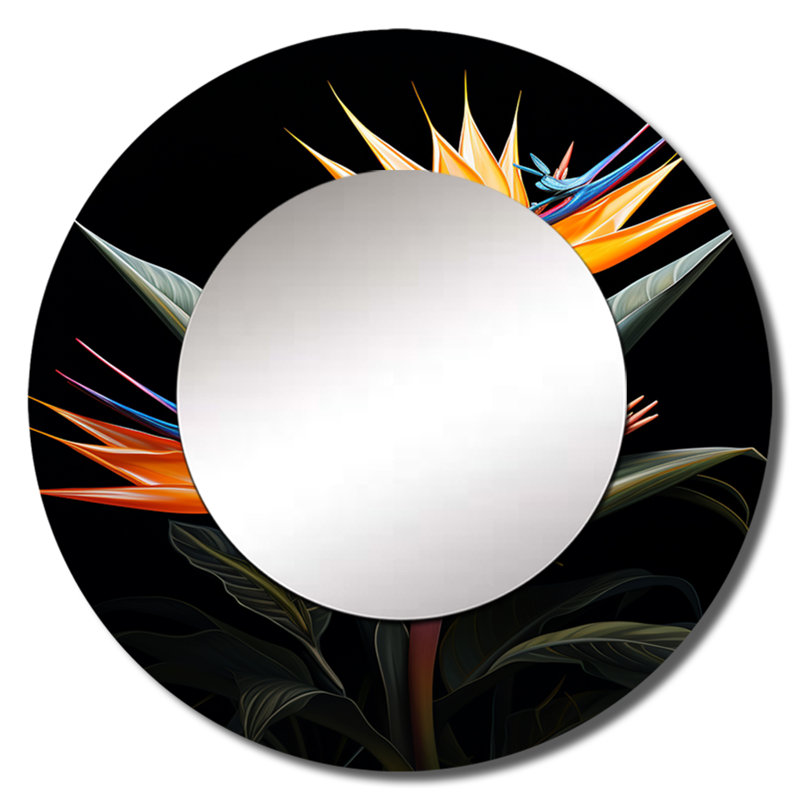 Savione oiseaux du paradis Paradise II - grand miroir mural oiseaux, paradis, 23 po x 23 po