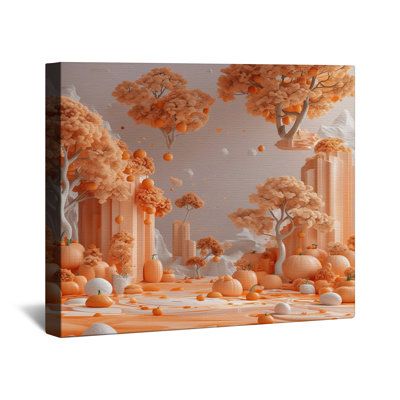 Toile tendue avec citrouilles et arbres flottants