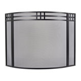 Modern Ember Mill Creek 3-Panel Mesh Fireplace Screen in Black | Heavy-Duty Steel Frame