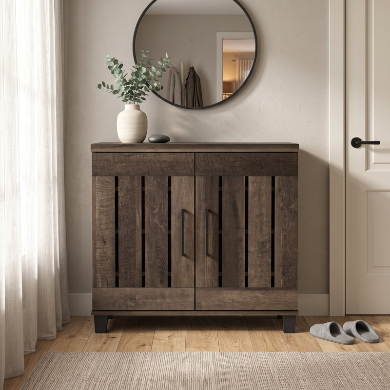 Armoire de rangement pour chaussures 12 paires Banos, Chêne cendré
