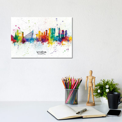 Rotterdam Netherlands Skyline Splash by Michael Tompsett - Wrapped Canvas Gallery-Wrapped Canvas Giclée