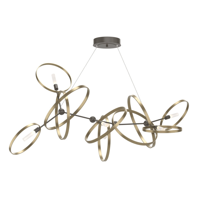 Celesse 6 - Light Unique Geometric Chandelier, Soft Gold, Dark Smoke