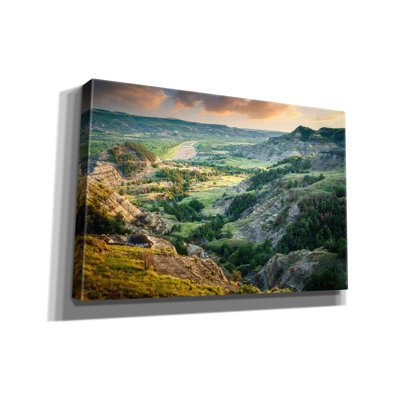 Epic Graffiti 'River Bend Overlook At Sunset' by Rick Berk Canvas Wall Art