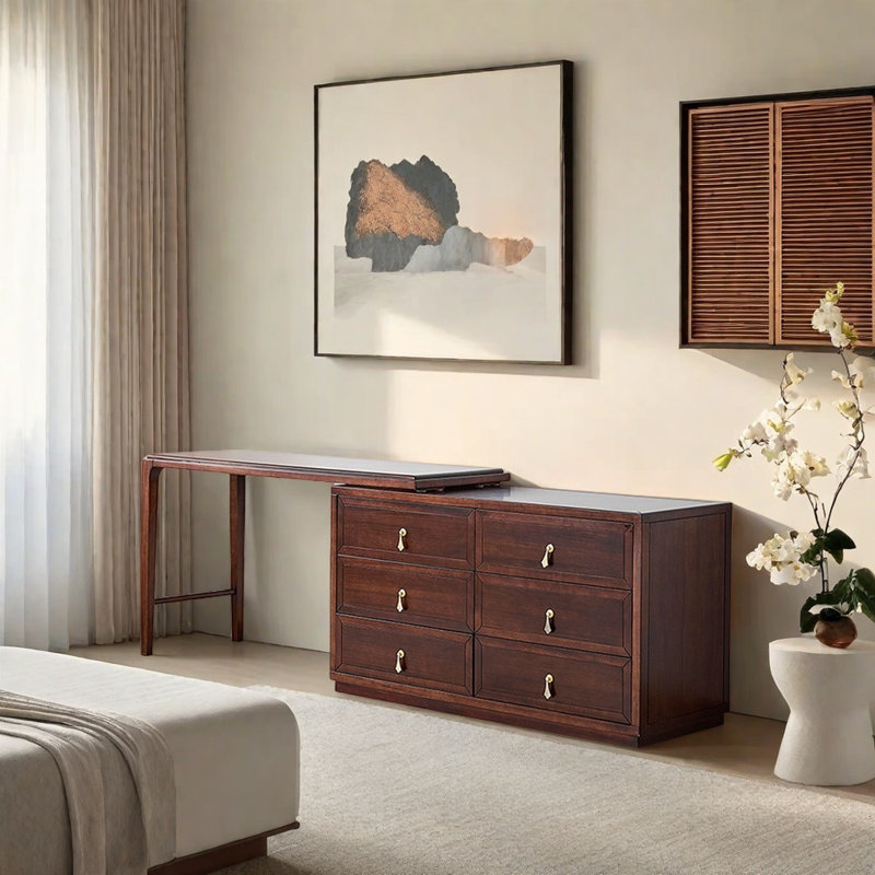 Solid Wood Retractable Bedroom Dresser