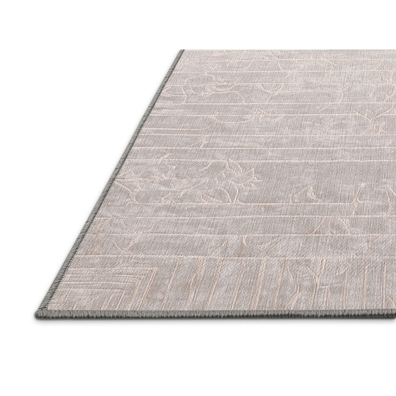 Machine Washable Gray Area Rug, Rectangle 5' x 8'