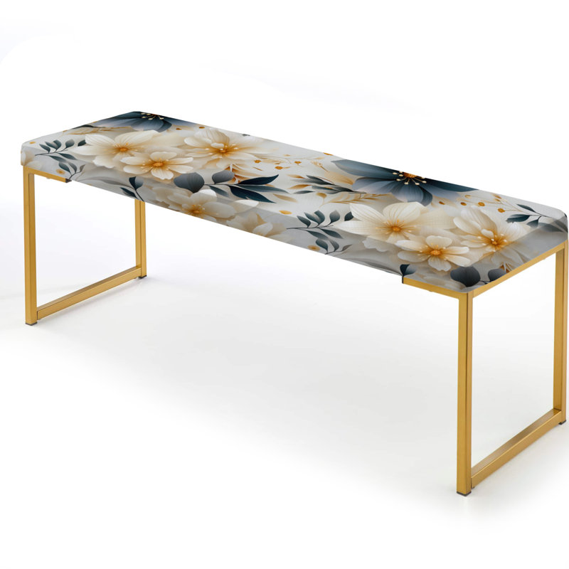 Motif bohème bleu et blanc avec motif floral de fleurs de chrysanthème