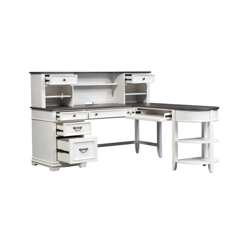 Yazmin L-Shaped Writing Desk w/ 2 Outlets & USB Ports