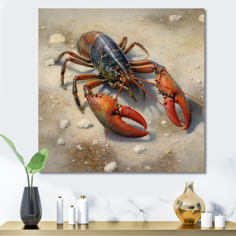 Homard délicatesse marine II sur toile, Toile tendue, H 16 po x l 16 po x P 1 po