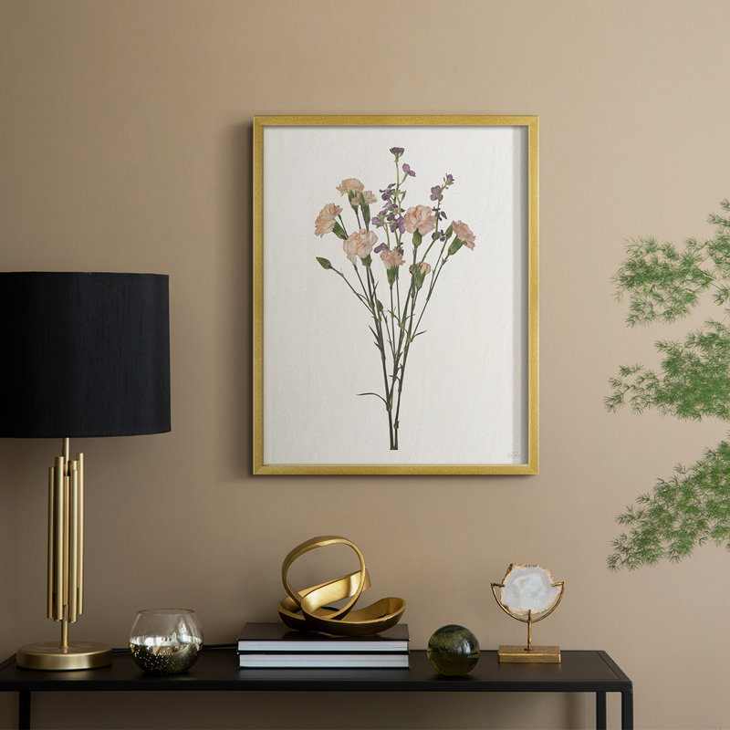 «Organic Floral I», reproduction encadrée - bois massif, H 30 po x l 24 po, Doré