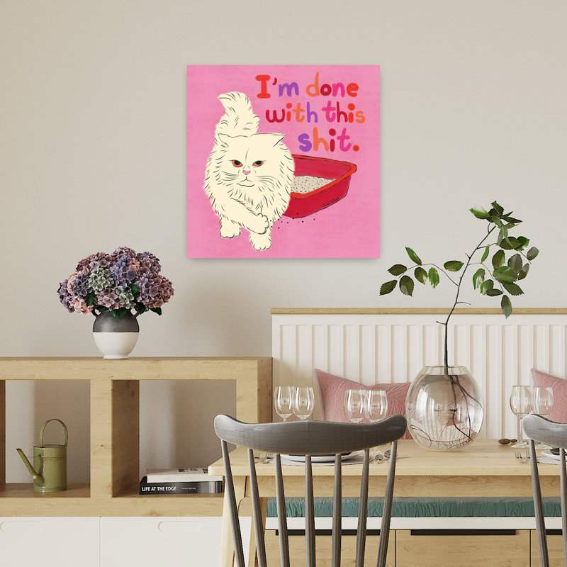 Art contemporain rétro, art de chat, H 18 po x l 18 po