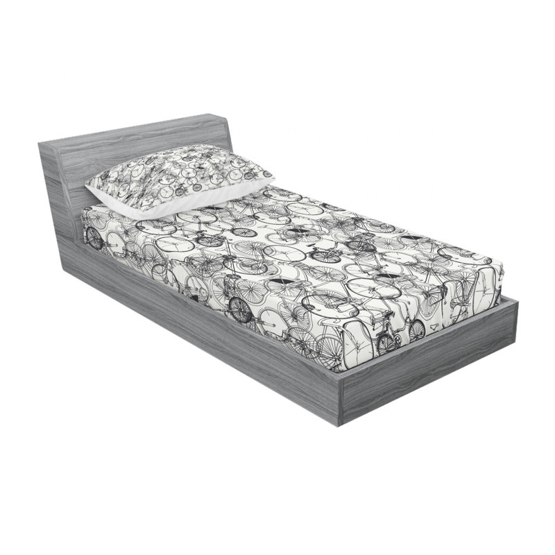 Microfiber Abstract Sheet Set, Twin Sheet Set with Fitted Sheet
