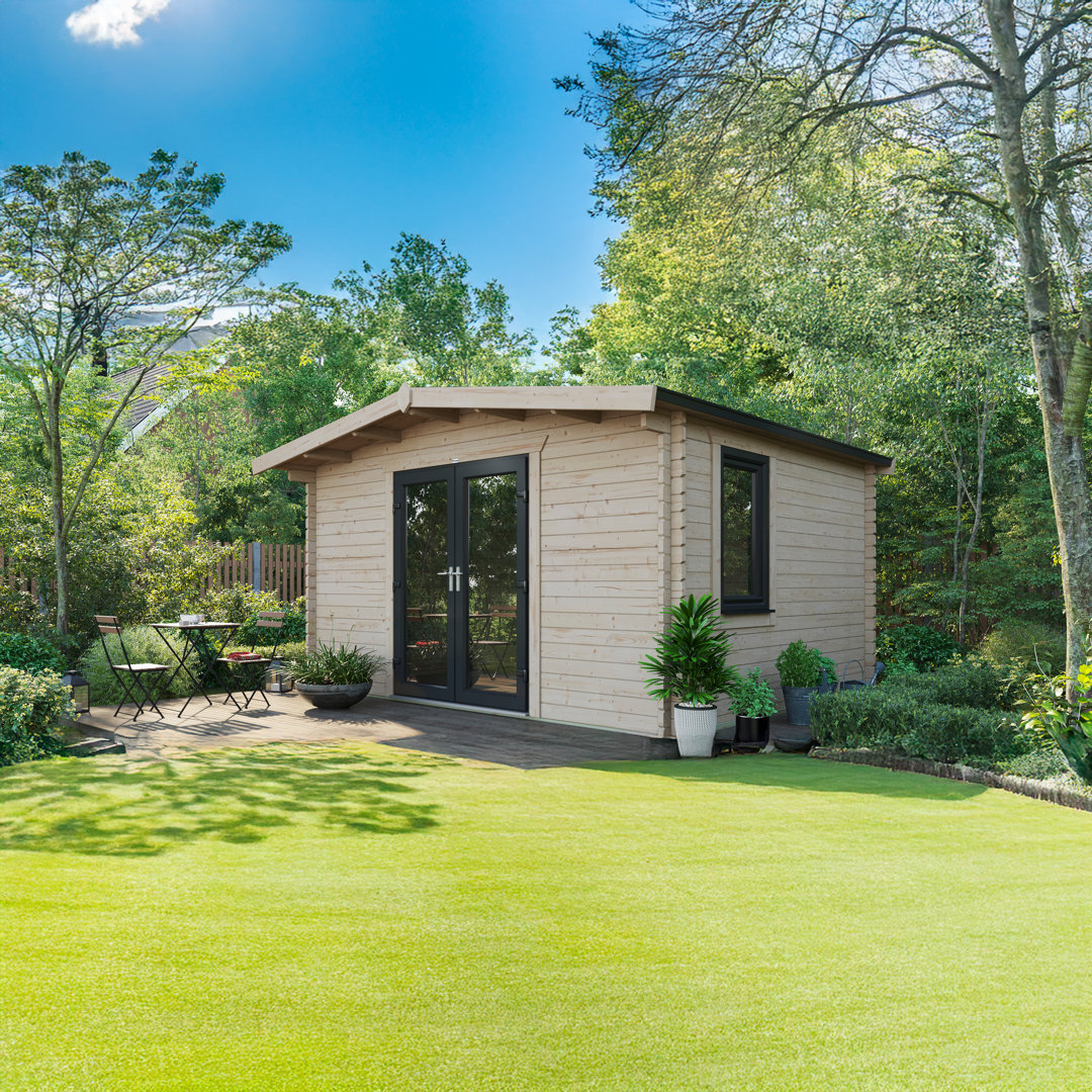 Power 12x14 Chalet Log Cabin - 44mm Logs, Brown uPVC Doors & Windows, 50-Year Roof - Image 2