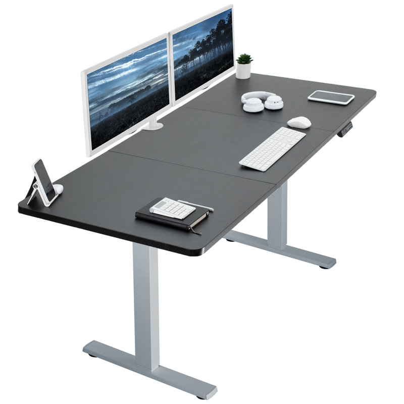 VIVO Single Motor Electric Desk with Push Button Memory Controller, Black/Gray, 48.5" H x 71" W x 30" D