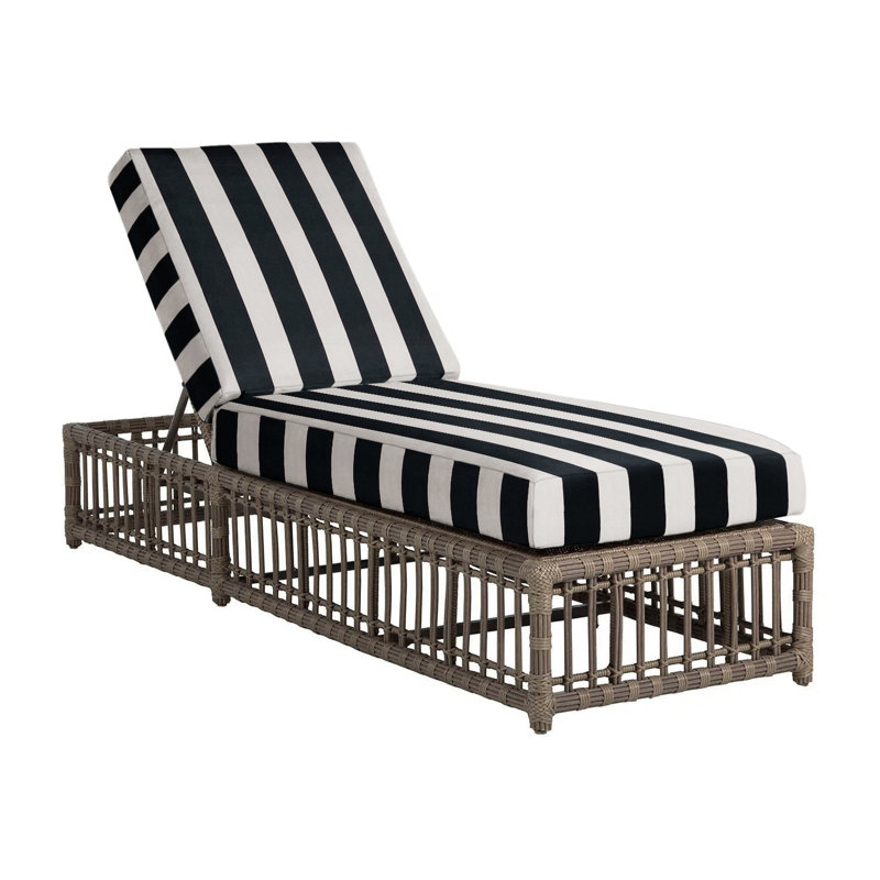 Newport Woven Chaise, Cabana Midnight Stripe Sunbrella®, No Welt