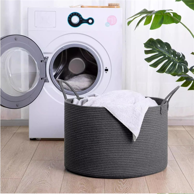 Fabric Laundry Hamper with Handles, Black